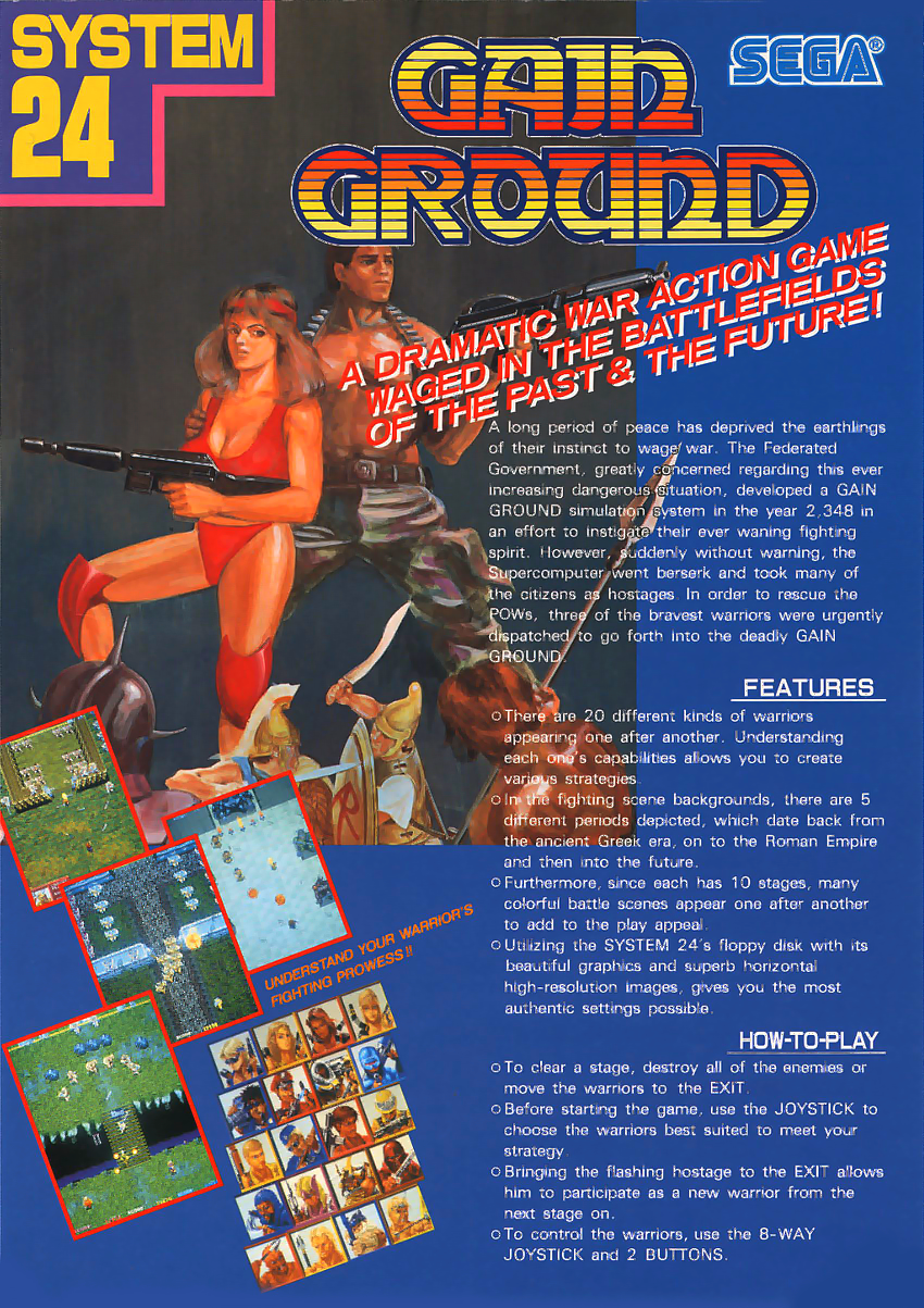 Gain Ground (World, 3 Players, Floppy Based, FD1094 317-0058-03d Rev A) flyer