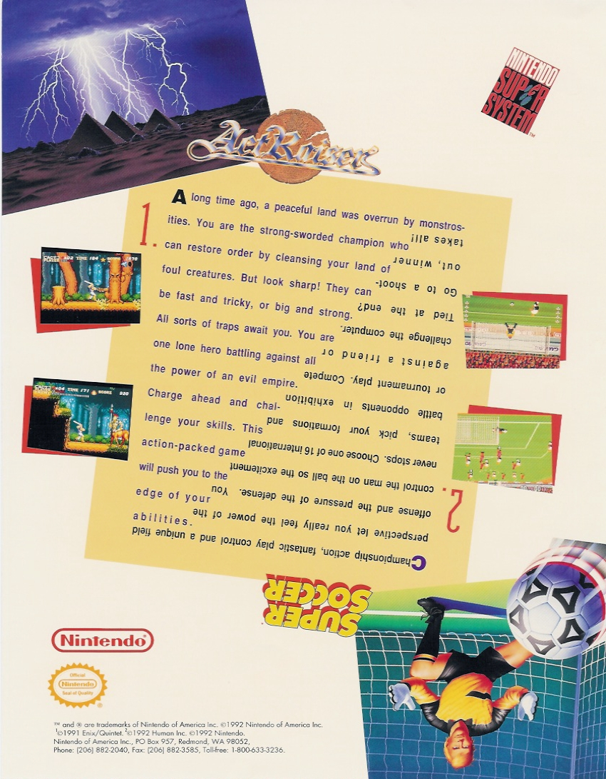 Act Raiser (Nintendo Super System) flyer