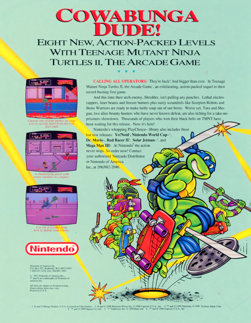 Teenage Mutant Ninja Turtles II: The Arcade Game (PlayChoice-10) flyer