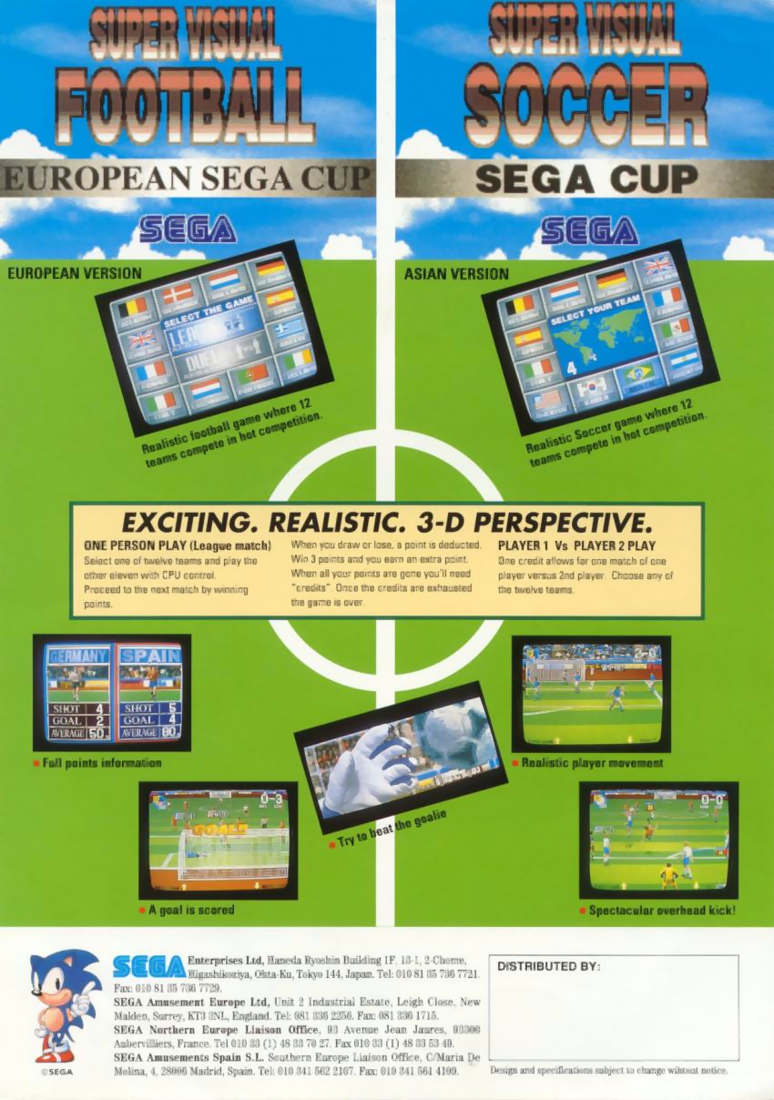 Super Visual Football: European Sega Cup (Rev A) flyer
