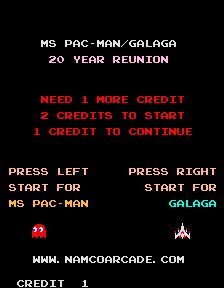 Ms. Pac-Man/Galaga - 20th Anniversary Class of 1981 Reunion (V1.08) select screen