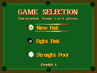 9-Ball Shootout (set 1) select screen