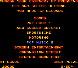 Cash Quiz (Type B, Version 5) select screen