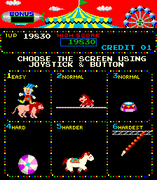 Circus Charlie (level select, set 1) select screen