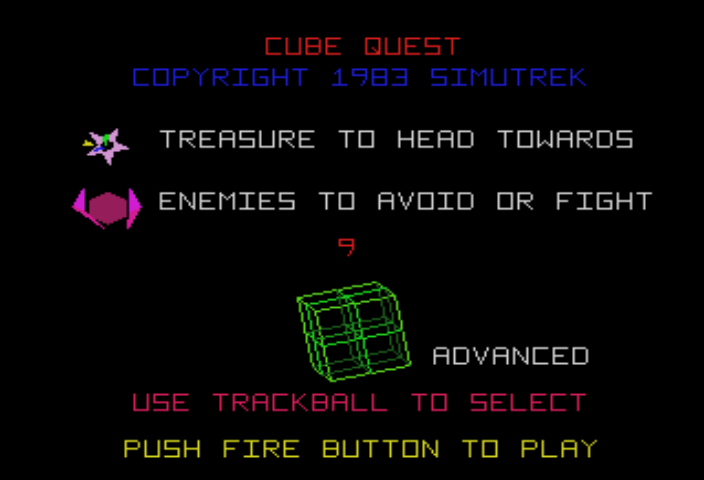 Cube Quest (01/04/84) select screen