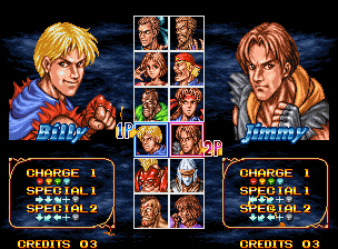 Double Dragon (Neo-Geo) select screen