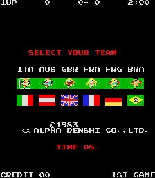 Exciting Soccer select screen