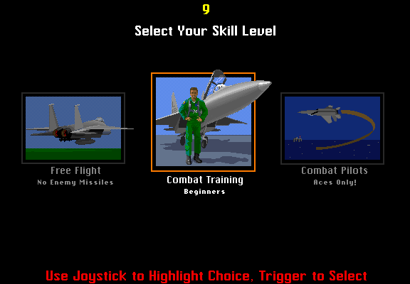 F-15 Strike Eagle (rev. 2.2 02/25/91) select screen