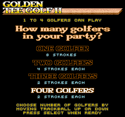Golden Tee Golf II (Trackball, V2.2) select screen