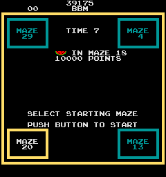 Maze Invaders (prototype) select screen