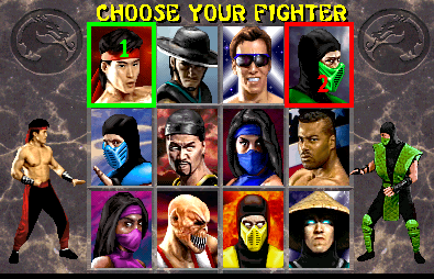 Mortal Kombat II (rev L3.1) select screen