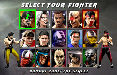 Mortal Kombat 3 (rev 2.1) select screen