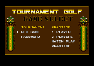 Arnold Palmer Tournament Golf (Mega-Tech) select screen