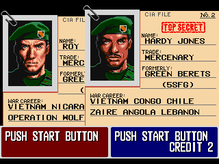 Operation Thunderbolt (World, rev 1) select screen