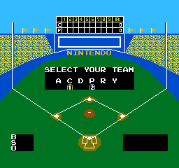 Baseball (PlayChoice-10) select screen