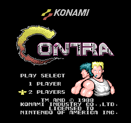 Contra (PlayChoice-10) select screen