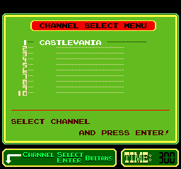Castlevania (PlayChoice-10) select screen