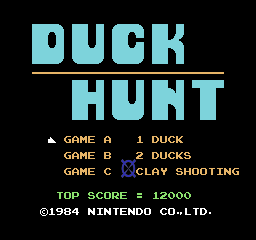 Duck Hunt (PlayChoice-10) select screen