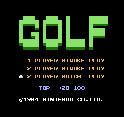 Golf (PlayChoice-10) select screen