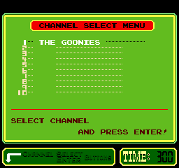 The Goonies (PlayChoice-10) select screen