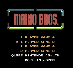 Mario Bros. (PlayChoice-10) select screen