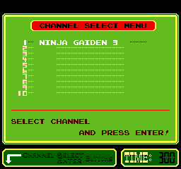 Ninja Gaiden Episode III: The Ancient Ship of Doom (PlayChoice-10) select screen