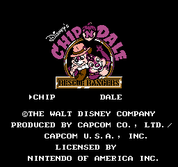 Chip'n Dale: Rescue Rangers (PlayChoice-10) select screen