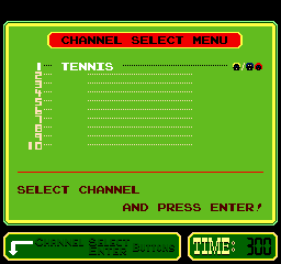 Tennis (PlayChoice-10) select screen