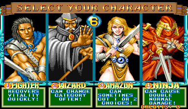 Quiz & Dragons: Capcom Quiz Game (USA 920701) select screen