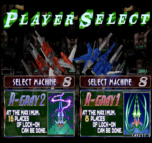 Ray Storm (Ver 2.06A) select screen