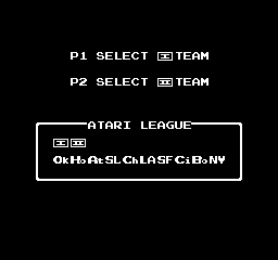 Vs. Atari R.B.I. Baseball (set 1) select screen