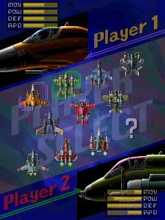 Raiden Fighters 2 - Operation Hell Dive (Germany) select screen