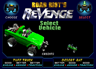 Road Riot's Revenge (prototype, Sep 06, 1994) select screen