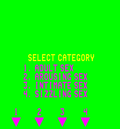 Sexual Trivia (Version 1.02SB, set 1) select screen
