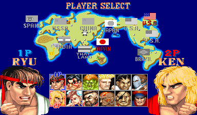 Street Fighter II': Champion Edition (World 920313) select screen