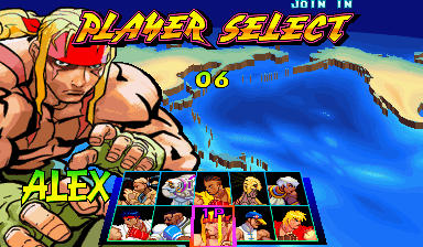 Street Fighter III: New Generation (Euro 970204) select screen
