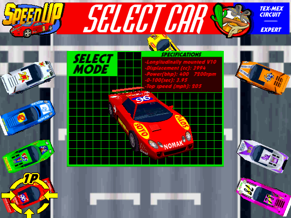 Speed Up (Version 1.20) select screen