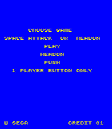 Space Attack / Head On select screen