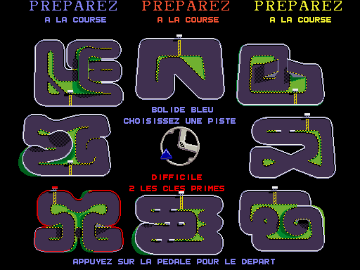 Super Sprint (French) select screen