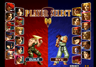 SNK vs. Capcom: SVC Chaos (JAMMA PCB, Set 1) select screen