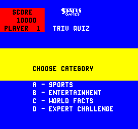 Triv Quiz select screen