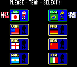 Tecmo World Cup '90 (World) select screen