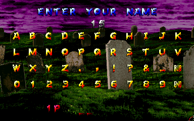 Zombie Raid (9/28/95, US) select screen