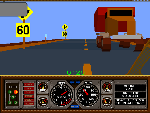 Hard Drivin' (cockpit, British, rev 7) Screenshot