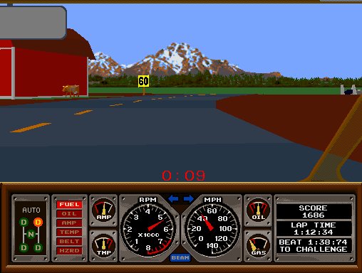 Hard Drivin' (cockpit, British, rev 5) Screenshot