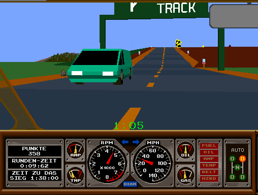 Hard Drivin' (cockpit, German, rev 7) Screenshot