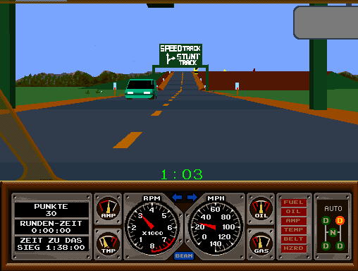 Hard Drivin' (cockpit, German, rev 4) Screenshot