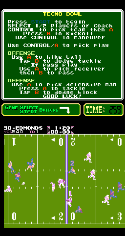 Tecmo Bowl (PlayChoice-10) Screenshot