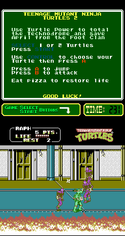 Teenage Mutant Ninja Turtles II: The Arcade Game (PlayChoice-10) Screenshot