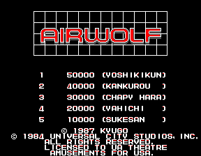 Airwolf (US) Title Screen